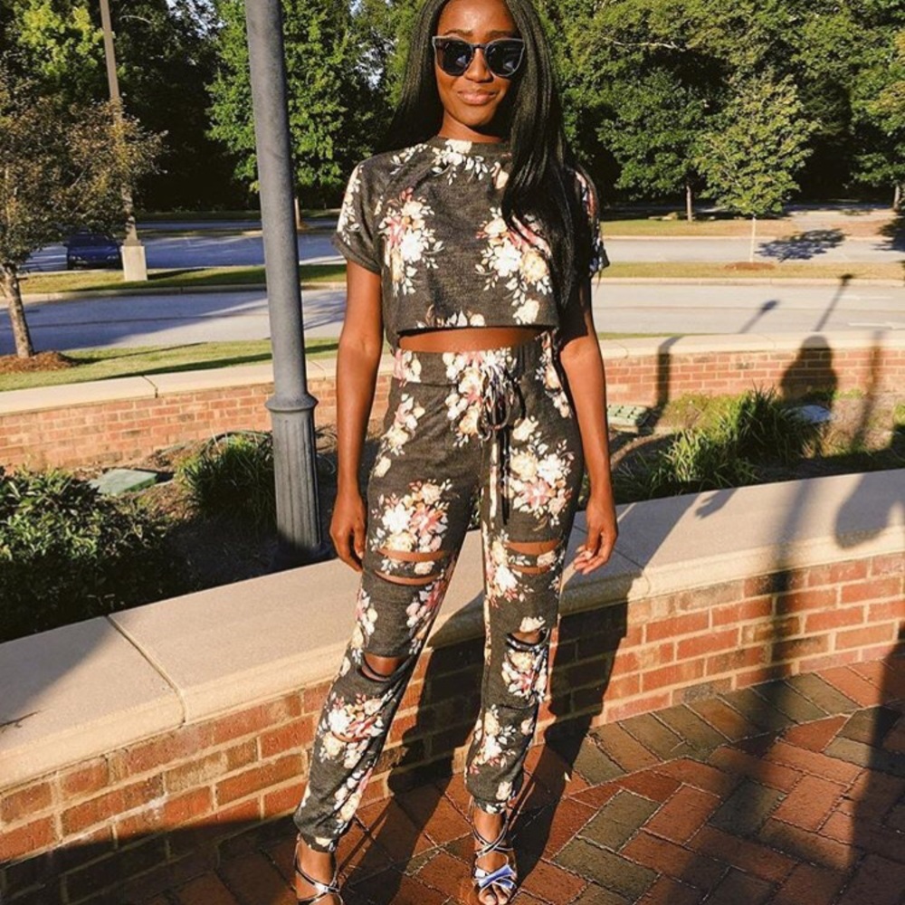 Floral Crop Top Set